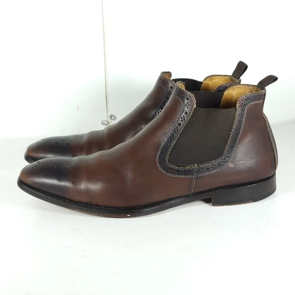 Antonio Maurizi Men's US7 EU40 Brown Burnished Leather Chelsea Ankle boots